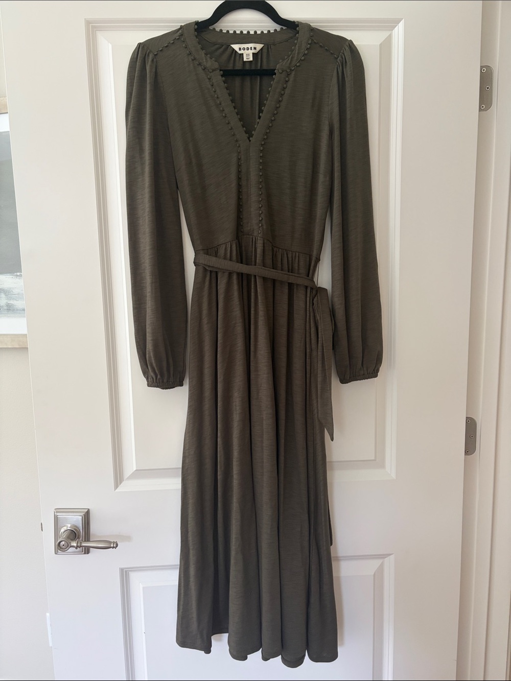 Boden Olive Long Sleeve Wrap Midi Dress